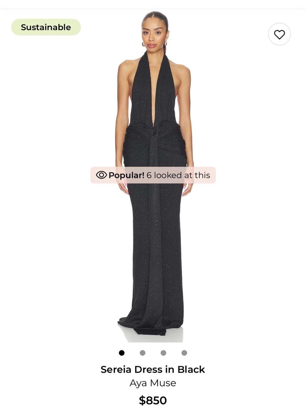 Aya Muse Sereia Black Halter Evening Gown